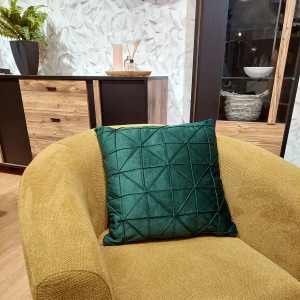 Lot de 2 coussins carrés 45 x 45 cm en velours vert foncé et formes géométriques déhoussable - décoration salon - NOBLE