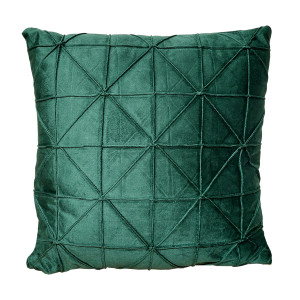 Lot de 2 coussins carrés 45 x 45 cm en velours vert foncé et formes géométriques déhoussable - décoration salon - NOBLE