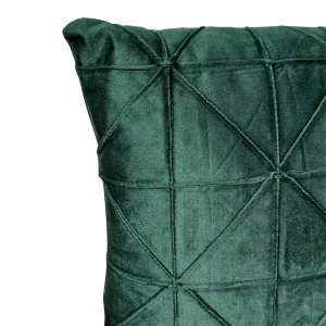Lot de 2 coussins carrés 45 x 45 cm en velours vert foncé et formes géométriques déhoussable - décoration salon - NOBLE