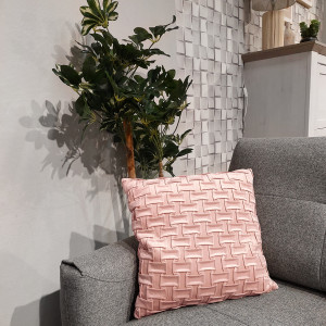 Lot de 2 coussins carrés 45 x 45 cm en velours rose et plis formes géométriques déhoussable - décoration salon - ROSIE