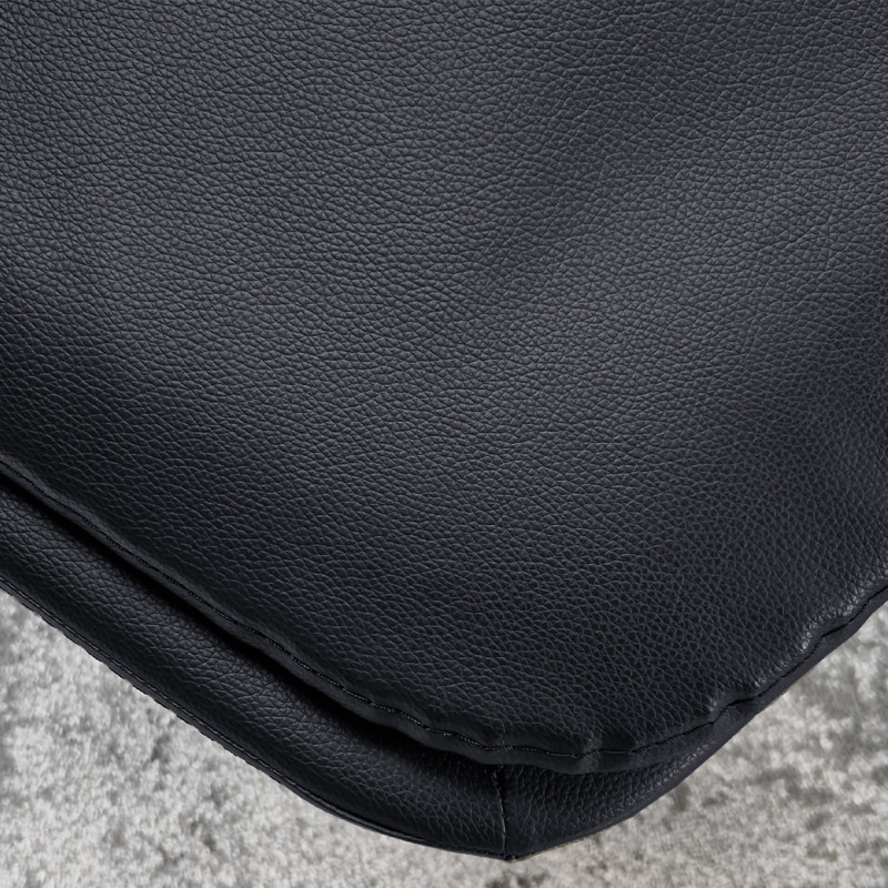 Lot de 2 Chaises en Simili Noir avec Coussin Assise Détachable et Piètement en Métal Noir  - RUZAN