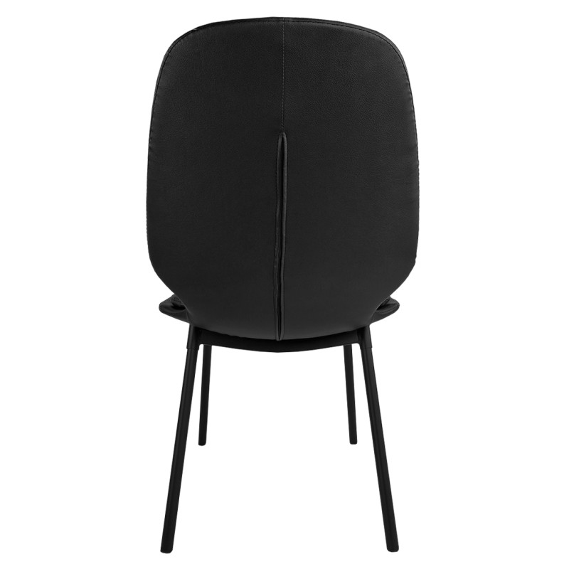 Lot de 4 Chaises en Simili Noir avec Coussin Assise Détachable et Piètement en Métal Noir  - RUZAN