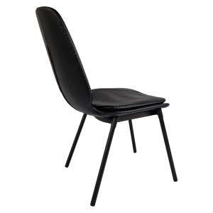 Lot de 4 Chaises en Simili Noir avec Coussin Assise Détachable et Piètement en Métal Noir  - RUZAN