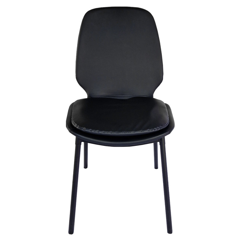 Lot de 4 Chaises en Simili Noir avec Coussin Assise Détachable et Piètement en Métal Noir  - RUZAN