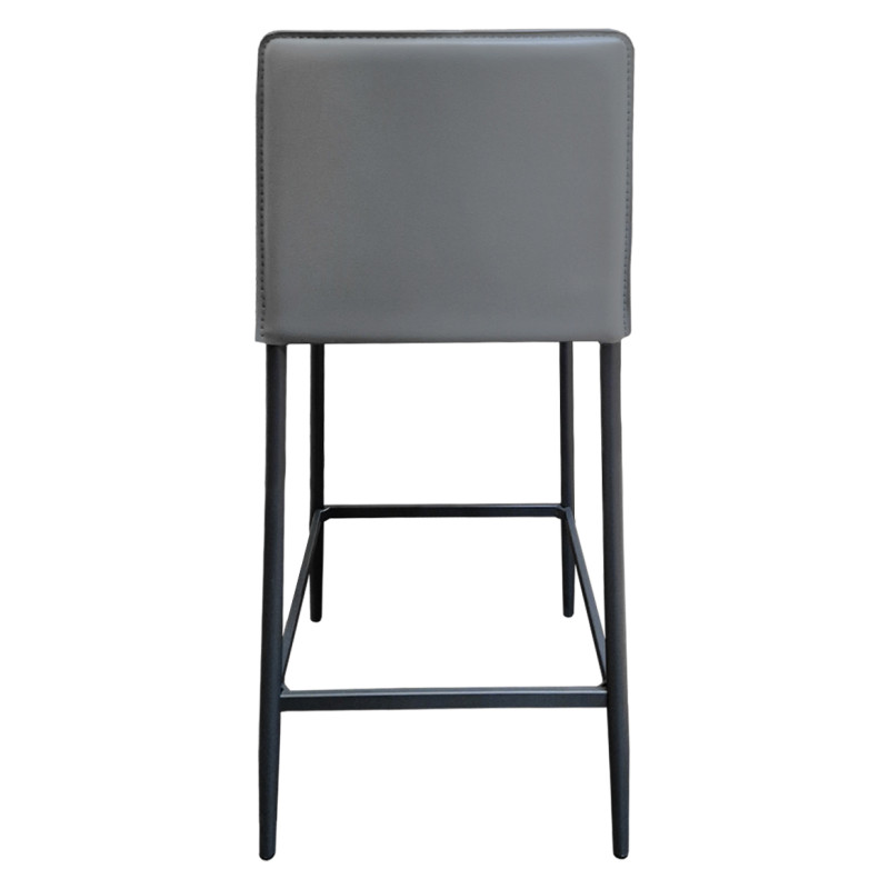 Lot de 2 tabourets de bar dossier simili et pieds métal gris - BROOK