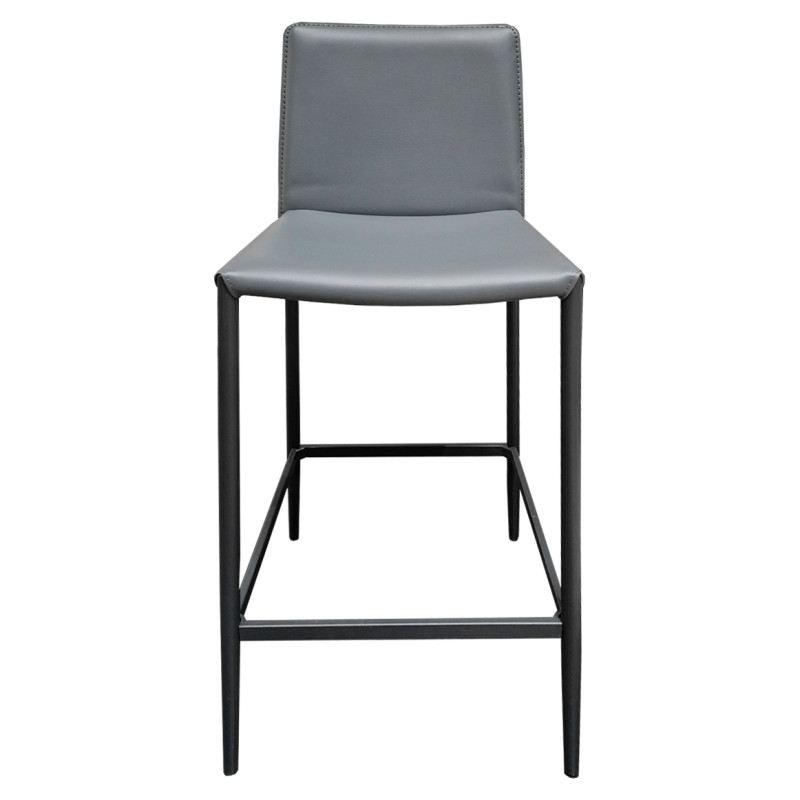 Lot de 2 tabourets de bar dossier simili et pieds métal gris - BROOK