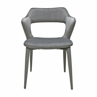 Lot de 2 chaises de repas en velours doux gris foncé avec accoudoirs et piètement velours  -  SWEET