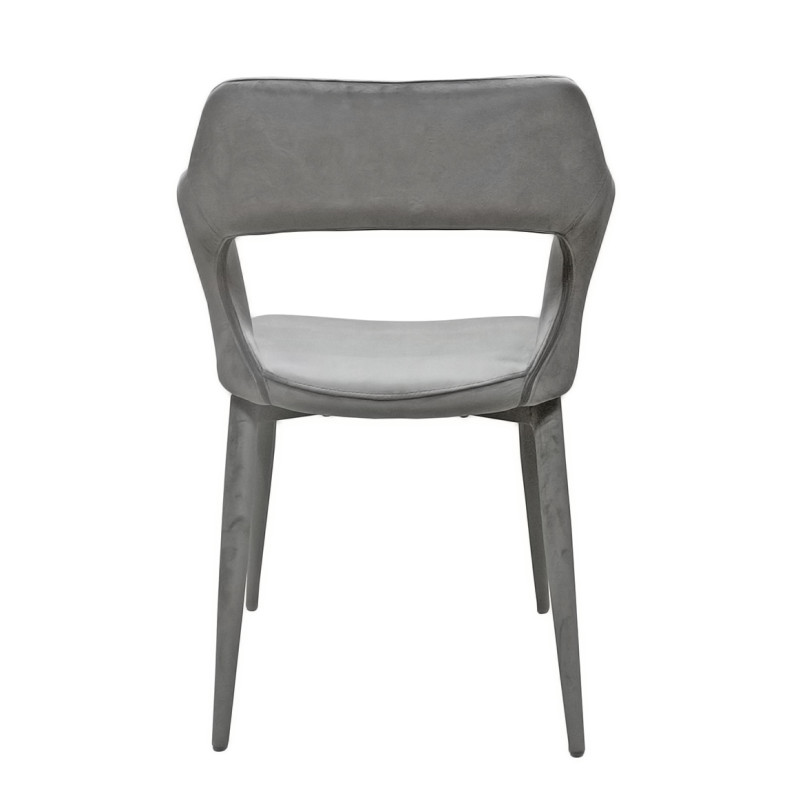 Lot de 2 chaises de repas en velours doux gris foncé avec accoudoirs et piètement velours  -  SWEET