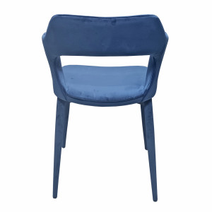 Lot de 2 chaises de repas en velours doux bleu avec accoudoirs et piètement velours - SWEET
