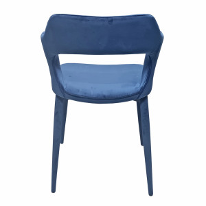 Lot de 2 chaises de repas en velours doux bleu avec accoudoirs et piètement velours - SWEET
