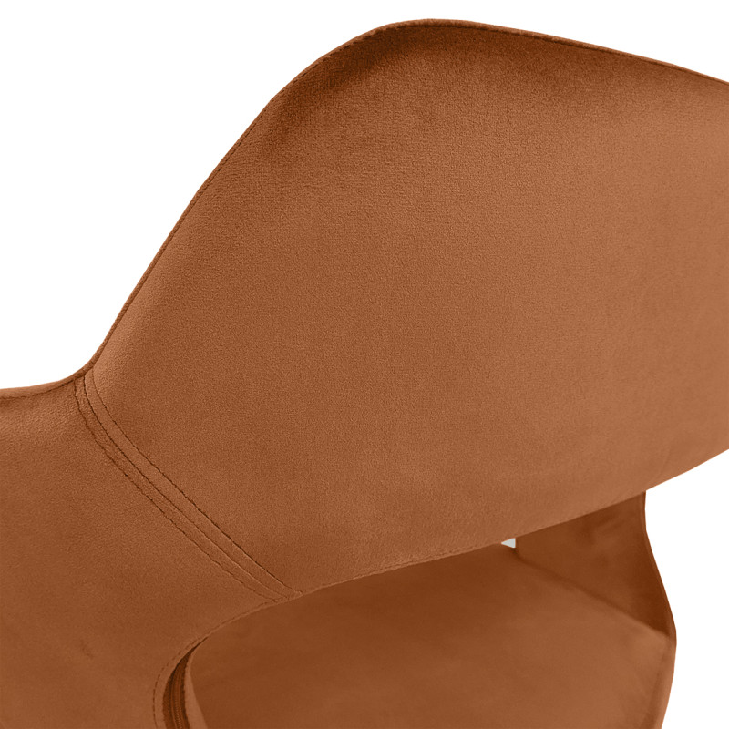 Lot de 2 chaises de repas en velours doux orange camel avec accoudoirs et piètement velours -  SWEET