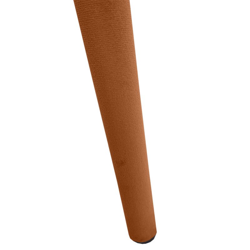 Lot de 2 chaises de repas en velours doux orange camel avec accoudoirs et piètement velours -  SWEET