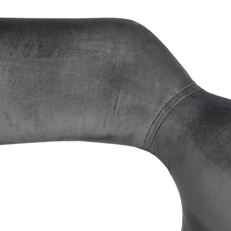 Lot de 2 chaises de repas en velours doux gris foncé avec accoudoirs et piètement velours  -  SWEET