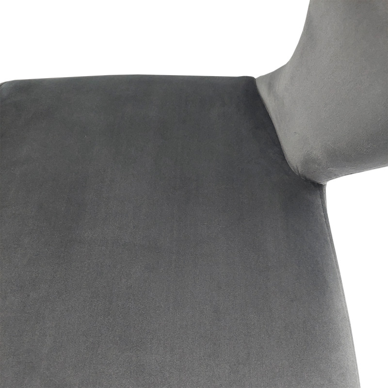 Lot de 2 chaises de repas en velours doux gris foncé avec accoudoirs et piètement velours  -  SWEET