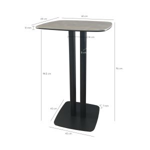 Table haute carré plateau céramique gris - SIGMA