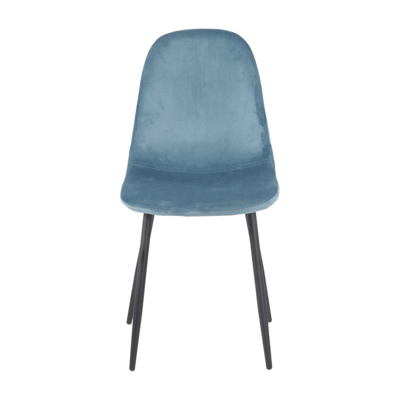Lot de 4 Chaises velours bleu et pieds métal noir  - design scandinave - BIBA