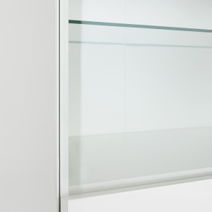 Colonne vitrée 1 porte réversible en verre finition chêne clair texturé et blanc laqué avec poignées métal blanc - VERONICA