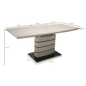Table de repas extensible 140/180 cm décor chêne clair - LEANDRE