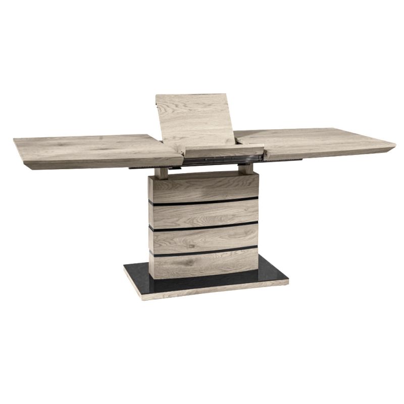 Table de repas extensible 140/180 cm décor chêne clair - LEANDRE