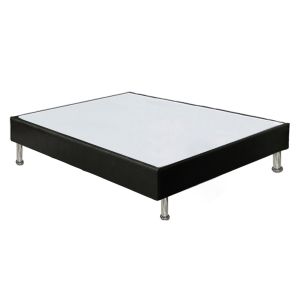 Sommier 140x190 cm bois massif simili noir pieds métal - REMIMOS