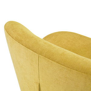 Fauteuil rond pivotant à 360° en tissu doux jaune avec un coussin - style moderne - DAMIEN
