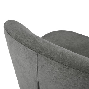 Fauteuil rond pivotant à 360° en tissu doux gris anthracite avec un coussin - style moderne - DAMIEN