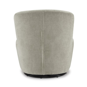 Fauteuil rond pivotant à 360° en tissu doux gris clair avec un coussin - style moderne - DAMIEN