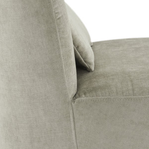 Fauteuil rond pivotant à 360° en tissu doux gris clair avec un coussin - style moderne - DAMIEN