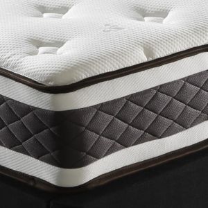 Pack Lit Sommier en Tissu Gris Clair avec Piètements et Matelas 180 x 200 cm Inclus - REMIMOS