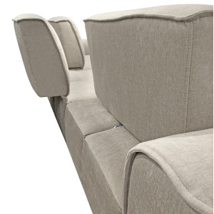 Canapé d'angle gauche 3 places en tissu microfibre gris taupe avec dossiers réglables et 3 coussins lombaires - BILLY