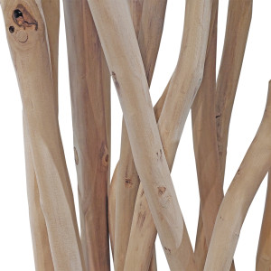 Paravent / séparation en branches de bois de teck brut avec socle vernis longueur 100 cm - BRENT