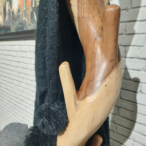 Porte-manteau vrillé en bois de suar massif bicolore marron et blanc 192 cm 12 patères - ASTREE