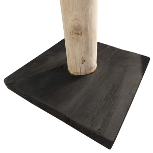 Porte-manteau arbre en bois de teck brut blanchi 200 cm avec socle carré en bois noir - EOLE
