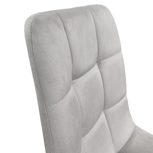 Lot de 2 chaises en Tissu Velours doux gris clair matelassé et piétement métal Noir - Design Contemporain Chic - LOUISE 2