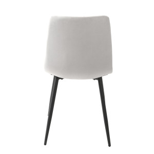 Lot de 2 chaises en Tissu Velours doux gris clair matelassé et piétement métal Noir - Design Contemporain Chic - LOUISE 2
