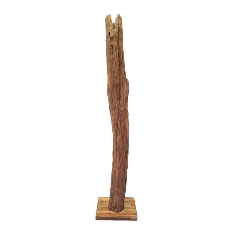 Range-bouteilles tronc d'arbre en teck 184 cm socle carré - TOKELA