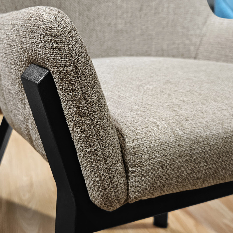 Lot de 2 Chaises en Tissu Chiné Capitonné Taupe avec Pieds en Métal - Moderne et Industriel - CERAMIK