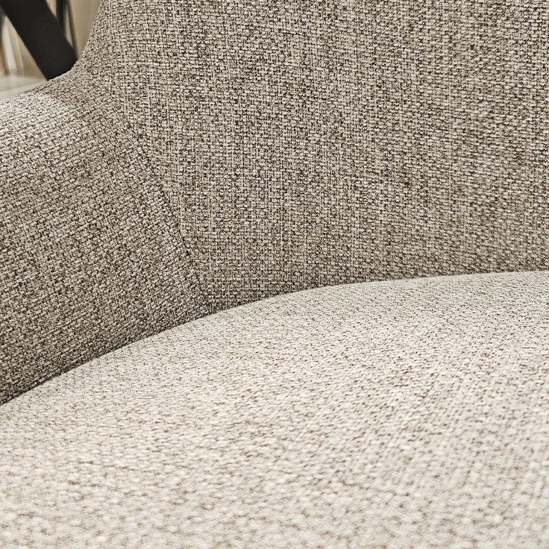 Lot de 2 Chaises en Tissu Chiné Capitonné Taupe avec Pieds en Métal - Moderne et Industriel - CERAMIK
