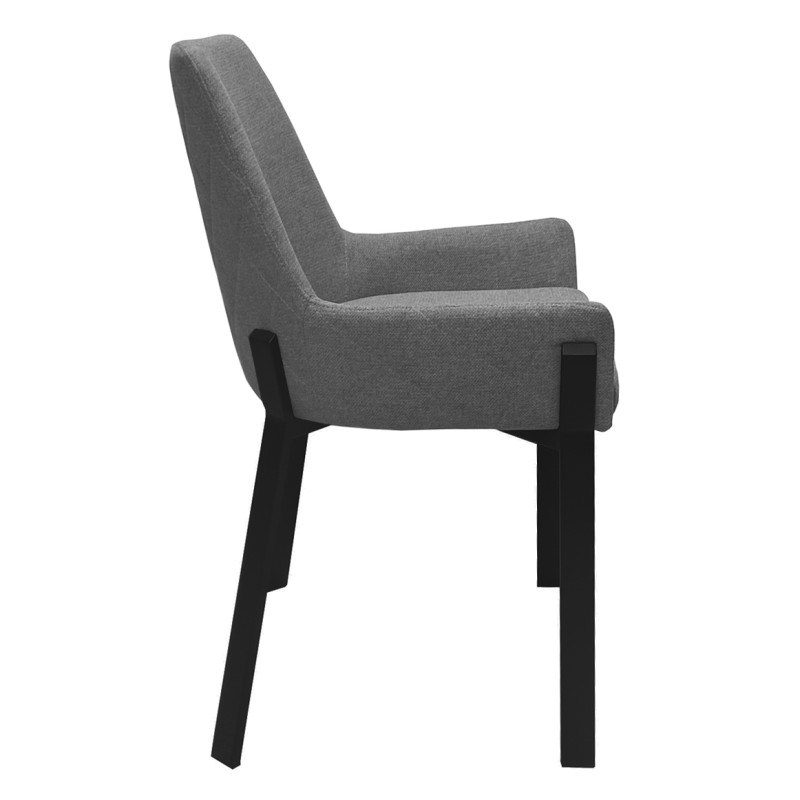 Lot de 2 Chaises en Tissu Chiné Capitonné Gris avec Pieds en Métal - Moderne et Industriel - CERAMIK