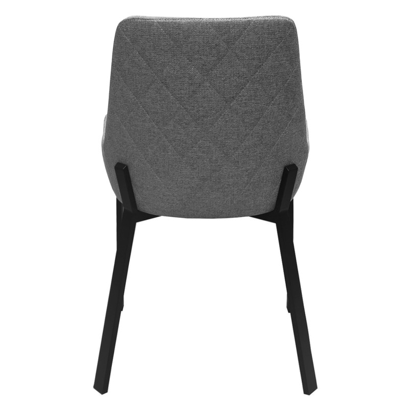 Lot de 2 Chaises en Tissu Chiné Capitonné Gris avec Pieds en Métal - Moderne et Industriel - CERAMIK