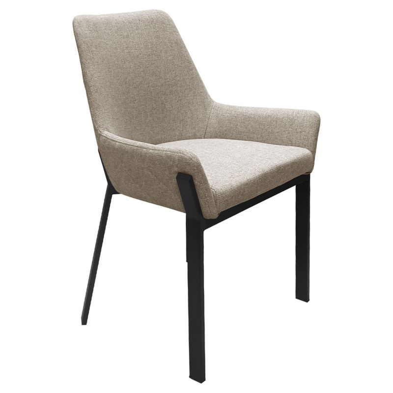 Lot de 2 Chaises en Tissu Chiné Capitonné Taupe avec Pieds en Métal - Moderne et Industriel - CERAMIK