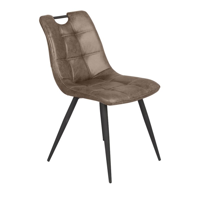 Lot de 2 chaises aspect simili marron vieilli piétement métal - MUSE