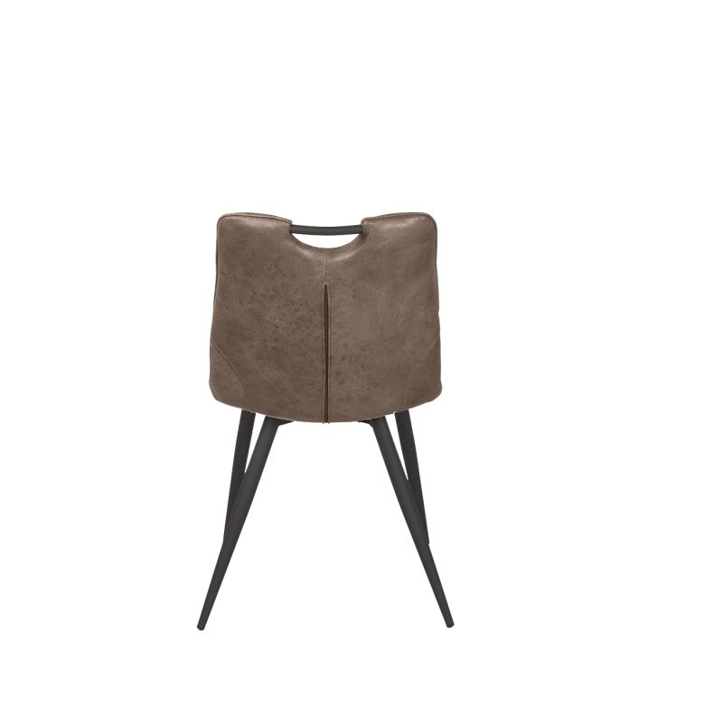 Lot de 2 chaises aspect simili marron vieilli vintage piétement métal - MUSE