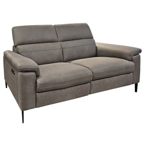 Canapé Relax Électrique 2 Places avec Revêtement en Tissu Microfibre Taupe et Pieds en Métal Noir Prise - CHOPPER