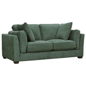 Canapé 2 Places Tissu Doux Vert Pieds en Bois Foncé et Coussins Moelleux - RORONOA