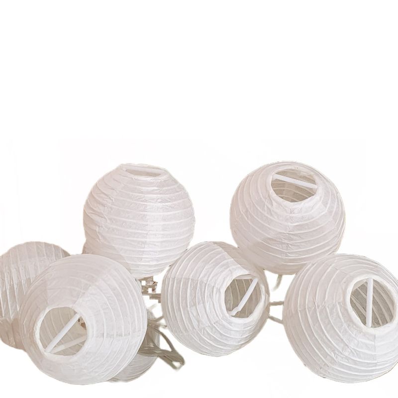 Lot de 4 guirlandes lumineuses blanches en boules de papier 3.10 m