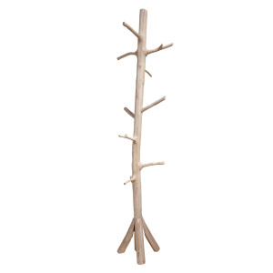 Porte-manteau en bois de teck brut blanchi 200 cm avec pied - naturel bord de mer - MIRA