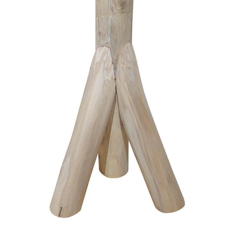 Porte-manteau en bois de teck brut blanchi 200 cm avec pied - naturel bord de mer - MIRA