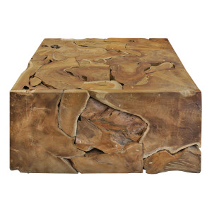 Table Basse Carrée L.100 cm en Bois de Teck - Style Naturel et Exotique - TEKKU