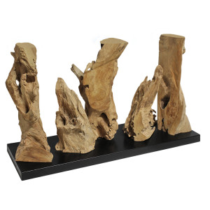 Sculpture L.120 cm en Bois de Teck - Décoration Style Naturel et Exotique - NOMU